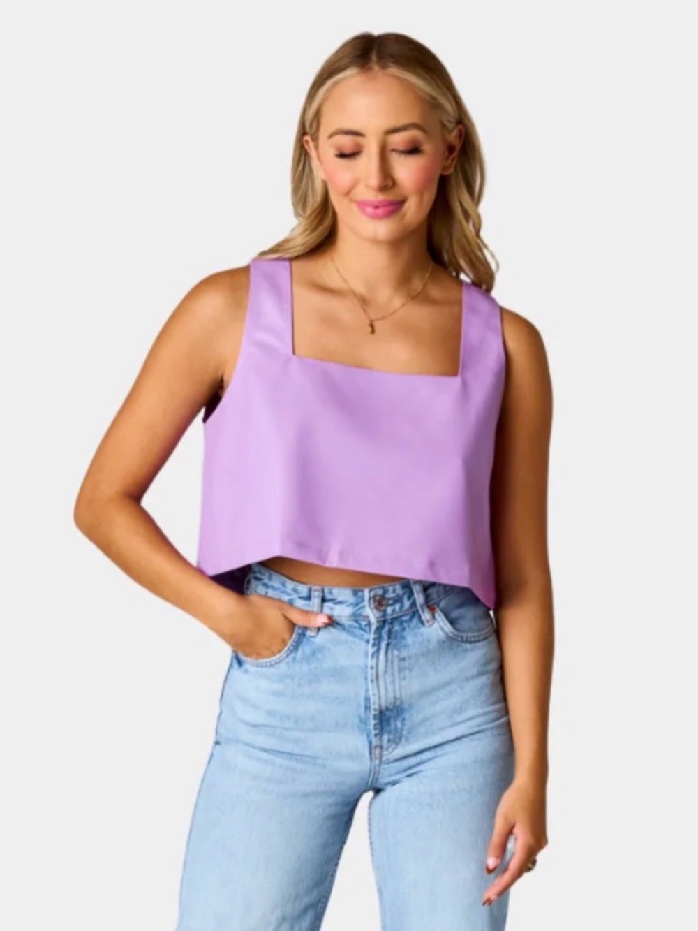 Buddy Love Lavender Square-Neck Crop Top Size Medium